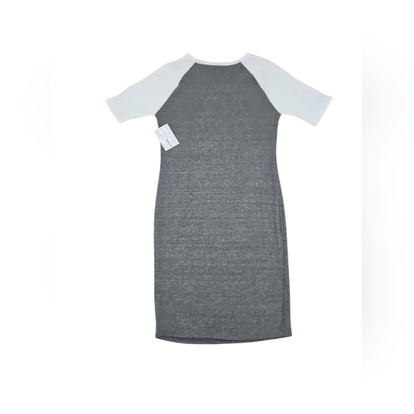 Lularoe Julia gray dress with  white sleeves. - Picture 2 of 4